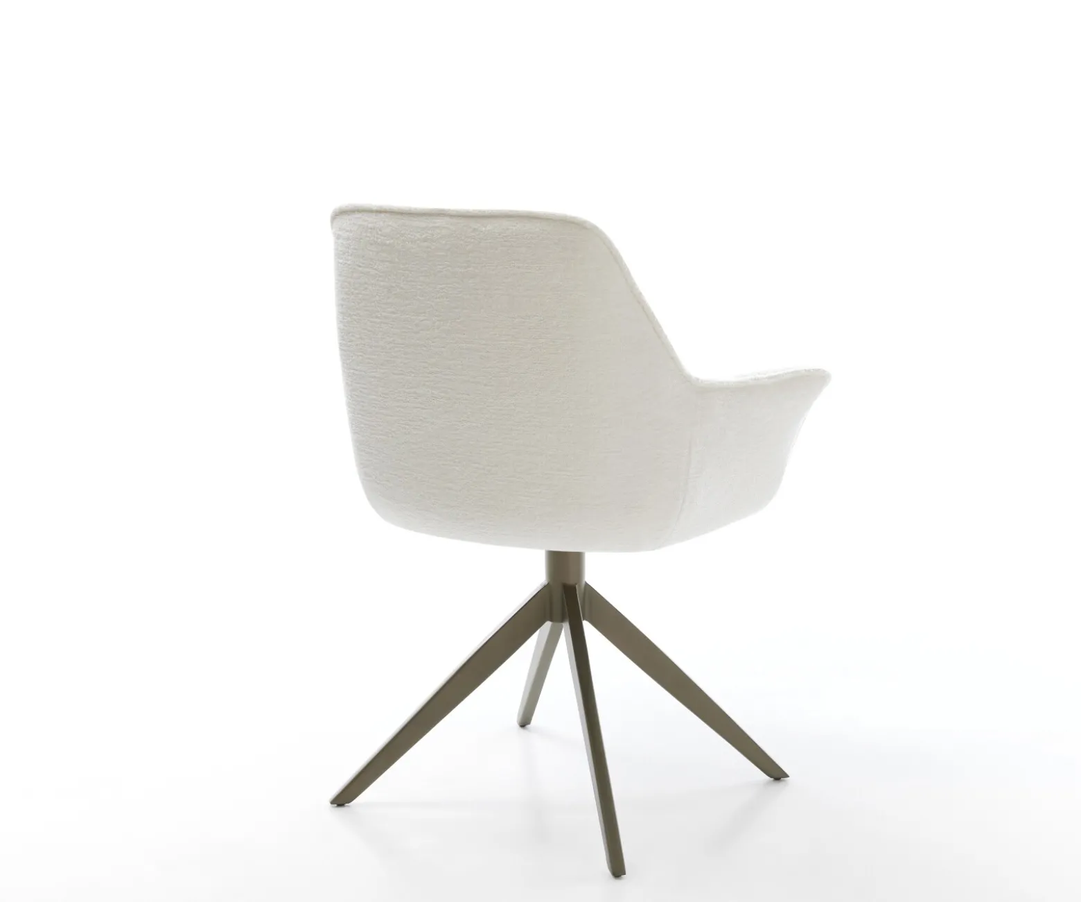 DrehstuhlKaira-Flex Bouclé Soft Beige Kreuzgestell breit Effektfinish Titan 360° drehbar Wippfunktion Sofort versandfertig