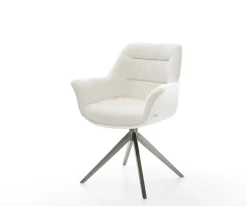 DrehstuhlKaira-Flex Bouclé Soft Beige Kreuzgestell breit Graphit 360° drehbar Wippfunktion Sofort versandfertig
