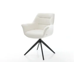 DrehstuhlKaira-Flex Bouclé Soft Beige Kreuzgestell breit Schwarz 360° drehbar Wippfunktion Sofort versandfertig