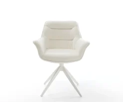DrehstuhlKaira-Flex Bouclé Soft Beige Kreuzgestell breit Weiß 360° drehbar Wippfunktion Sofort versandfertig