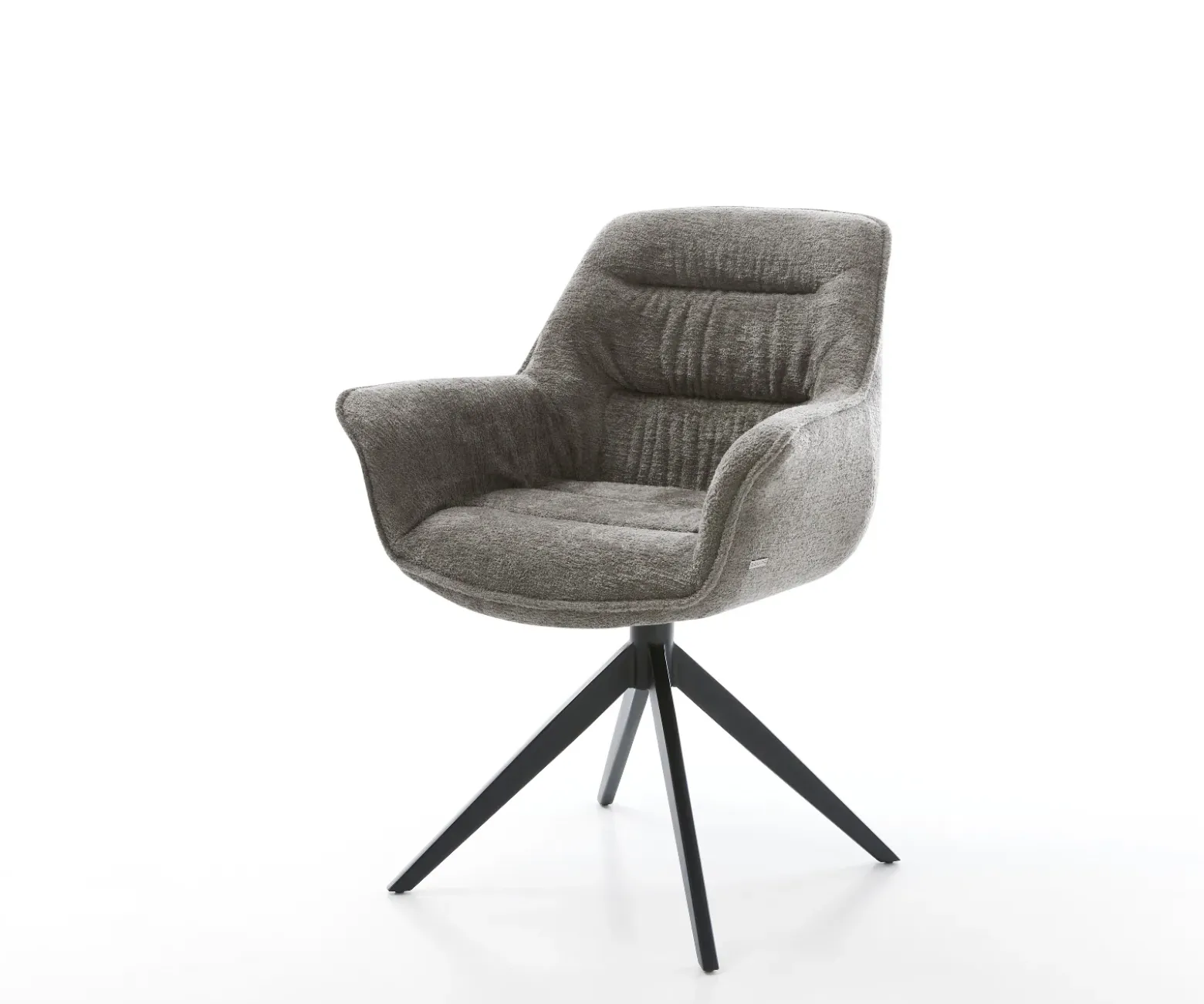 DrehstuhlKaira-Flex Bouclé Soft Schlamm Kreuzgestell breit Schwarz 360° drehbar Wippfunktion Sofort versandfertig