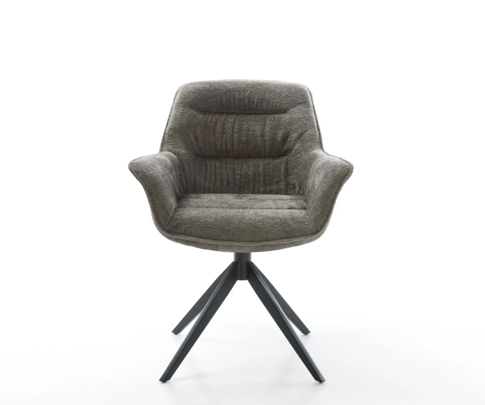 DrehstuhlKaira-Flex Bouclé Soft Schlamm Kreuzgestell breit Schwarz 360° drehbar Wippfunktion Sofort versandfertig