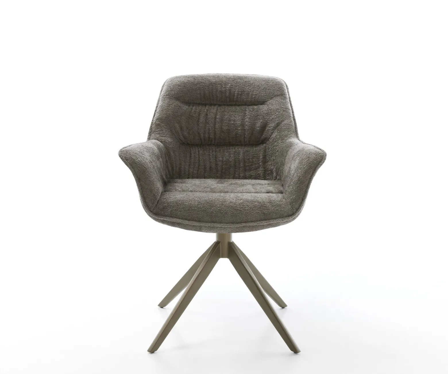 DrehstuhlKaira-Flex Bouclé Soft Schlamm Kreuzgestell breit Effektfinish Titan 360° drehbar Wippfunktion Sofort versandfertig