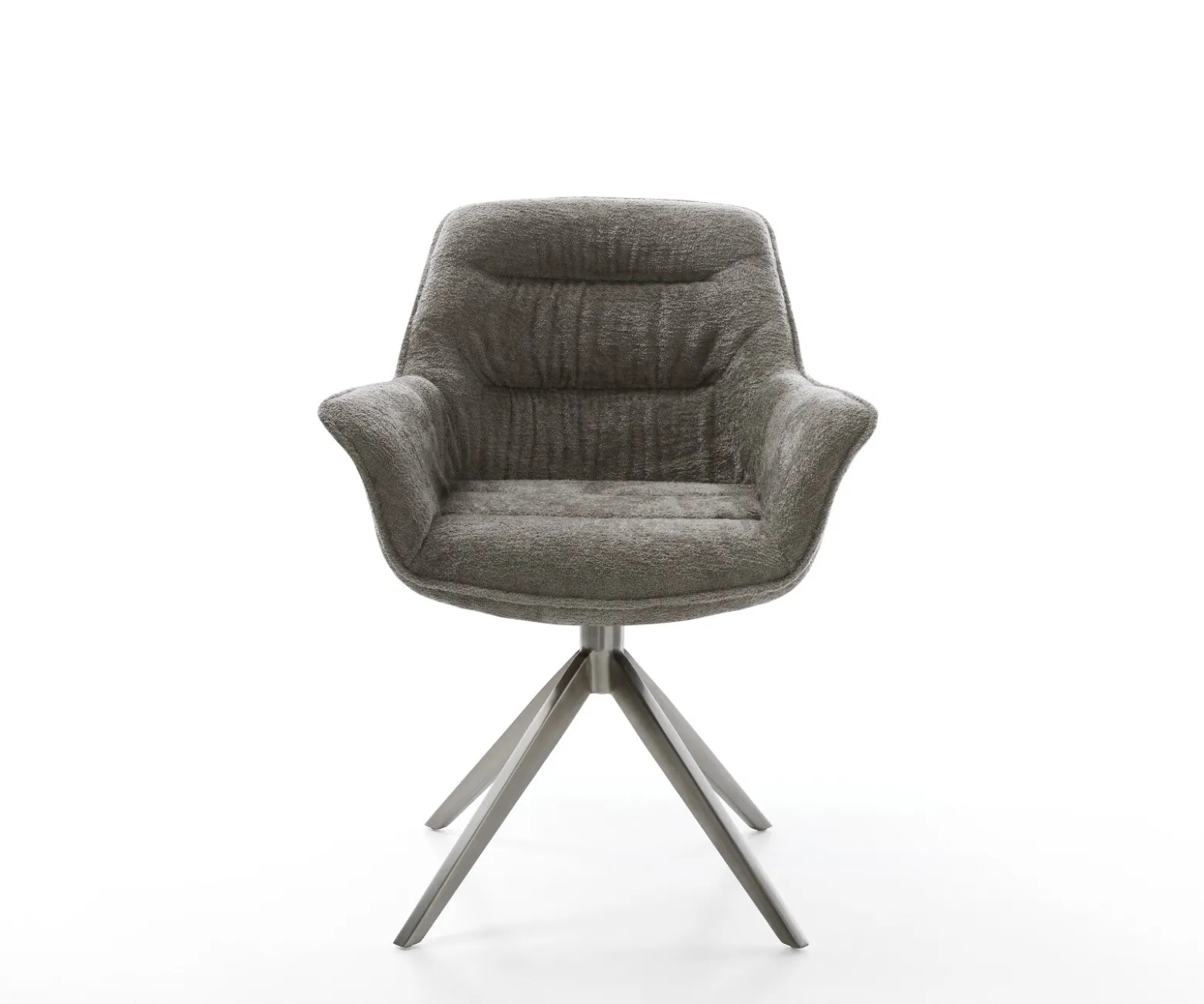 DrehstuhlKaira-Flex Bouclé Soft Schlamm Kreuzgestell breit Graphit 360° drehbar Wippfunktion Sofort versandfertig