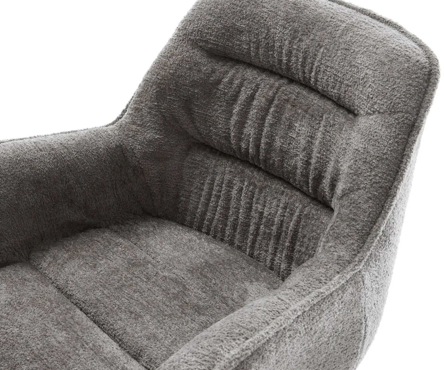 DrehstuhlKaira-Flex Bouclé Soft Schlamm Kreuzgestell breit Graphit 360° drehbar Wippfunktion Sofort versandfertig