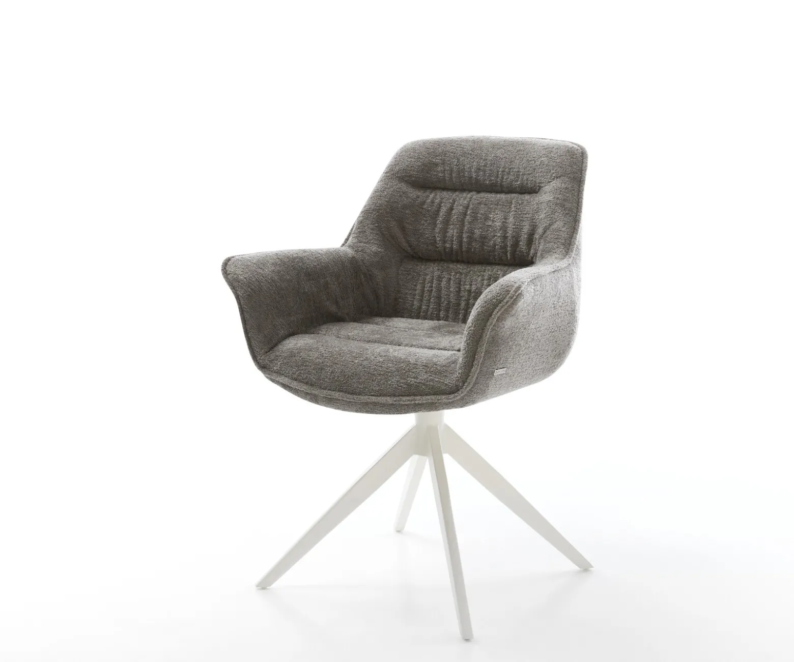 DrehstuhlKaira-Flex Bouclé Soft Schlamm Kreuzgestell breit Weiß 360° drehbar Wippfunktion Sofort versandfertig