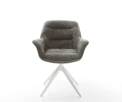 DrehstuhlKaira-Flex Bouclé Soft Schlamm Kreuzgestell breit Weiß 360° drehbar Wippfunktion Sofort versandfertig