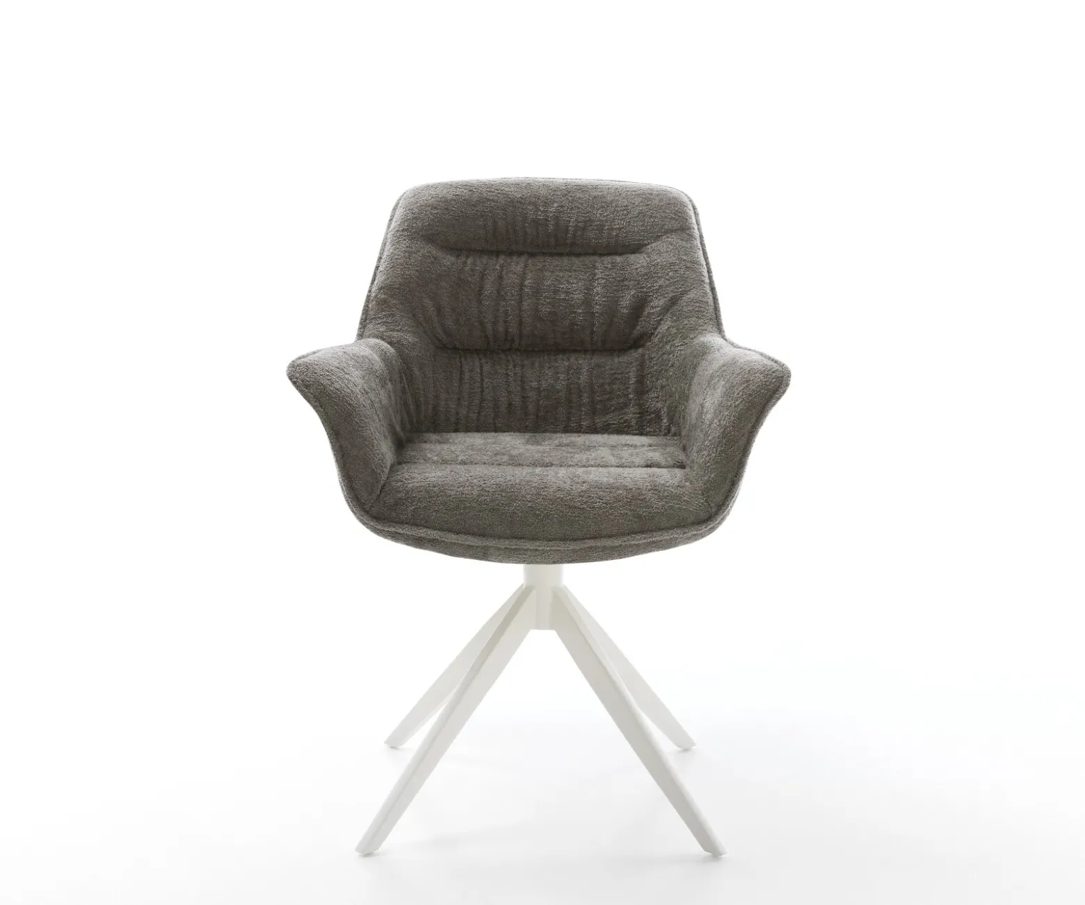 DrehstuhlKaira-Flex Bouclé Soft Schlamm Kreuzgestell breit Weiß 360° drehbar Wippfunktion Sofort versandfertig