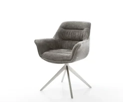 DrehstuhlKaira-Flex Bouclé Soft Schlamm Kreuzgestell breit Edelstahl 360° drehbar Wippfunktion Sofort versandfertig