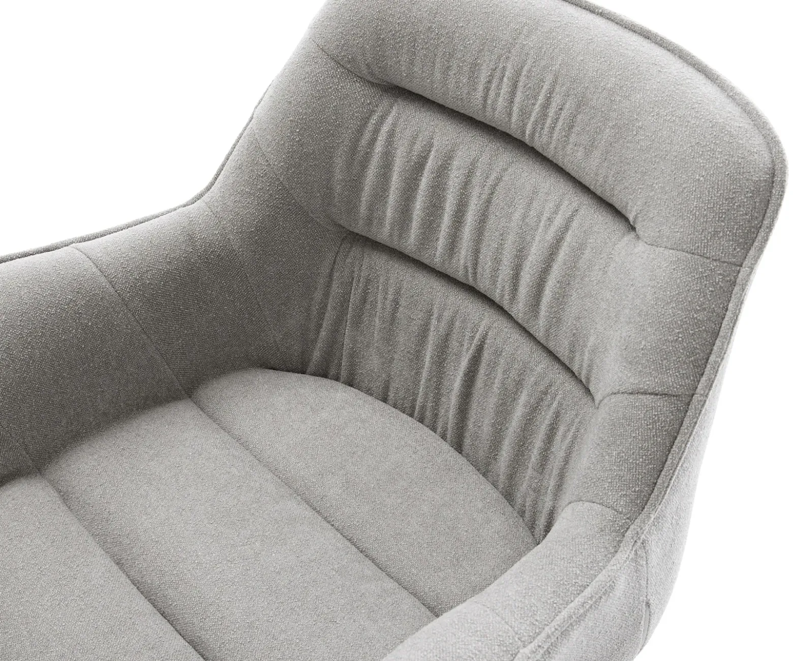 DrehstuhlKaira-Flex Strukturstoff Soft Grau Kreuzgestell breit Weiß 360° drehbar Wippfunktion Sofort versandfertig