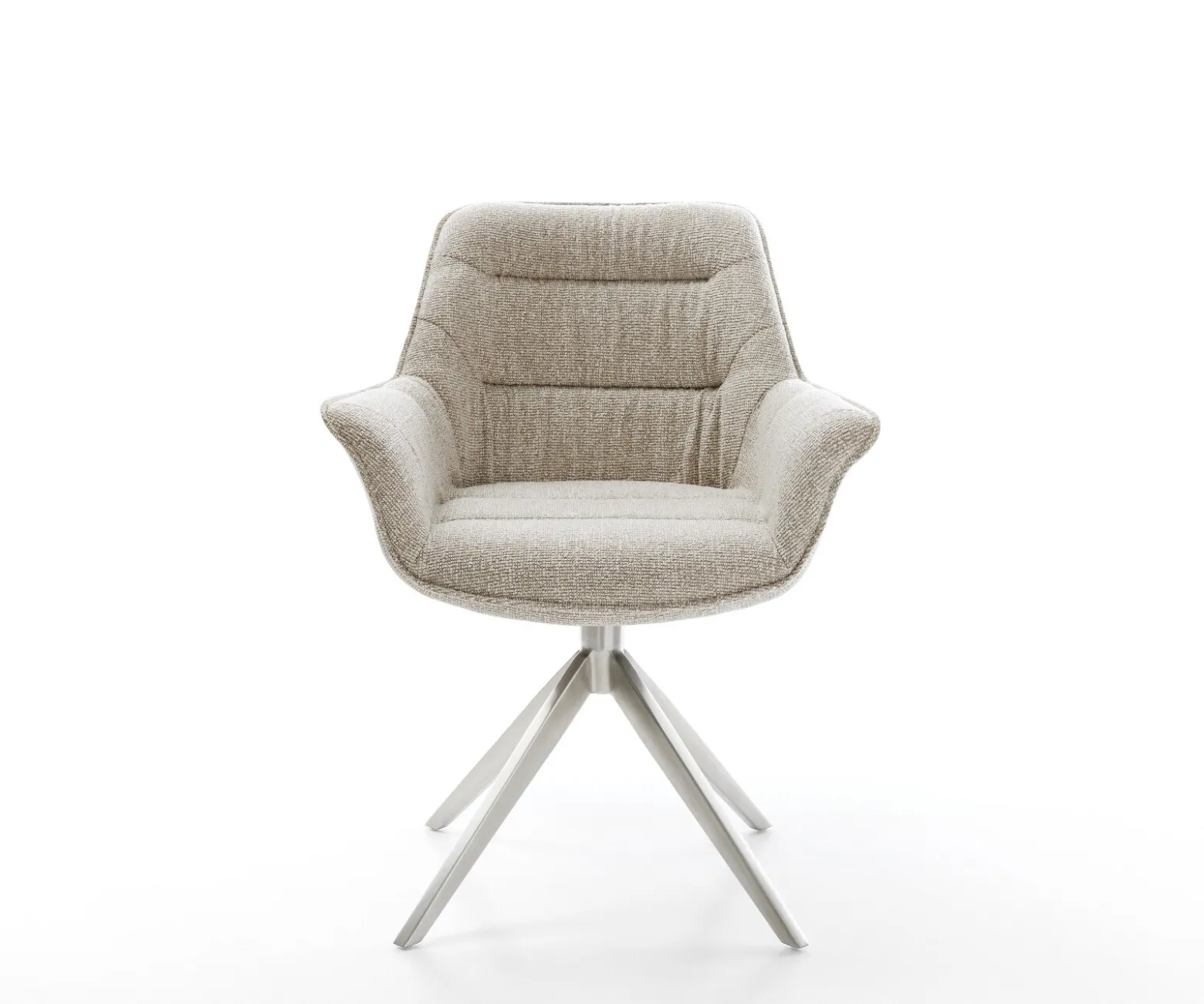 DrehstuhlKaira-Flex Webstoff Soft Beige Kreuzgestell breit Edelstahl 360° drehbar Wippfunktion Sofort versandfertig