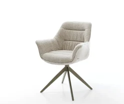 DrehstuhlKaira-Flex Webstoff Soft Beige Kreuzgestell breit Effektfinish Titan 360° drehbar Wippfunktion Sofort versandfertig