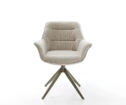 DrehstuhlKaira-Flex Webstoff Soft Beige Kreuzgestell breit Effektfinish Titan 360° drehbar Wippfunktion Sofort versandfertig