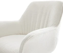 DrehstuhlKeila-Flex mit Armlehnen Bouclé Soft Beige Kreuzgestell breit Effektfinish Titan 360° drehbar Wippfunktion Sofort versandfertig