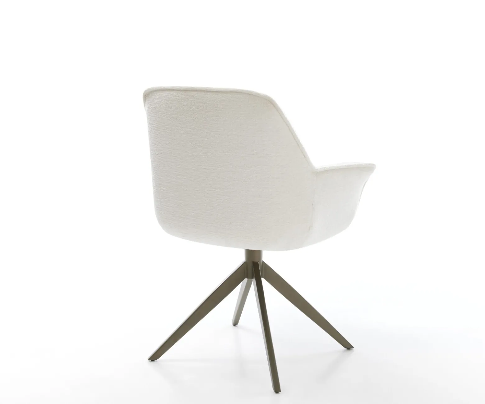 DrehstuhlKeila-Flex mit Armlehnen Bouclé Soft Beige Kreuzgestell breit Effektfinish Titan 360° drehbar Wippfunktion Sofort versandfertig