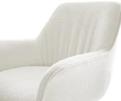 DrehstuhlKeila-Flex mit Armlehnen Bouclé Soft Beige Kreuzgestell breit Edelstahl 360° drehbar Wippfunktion Sofort versandfertig