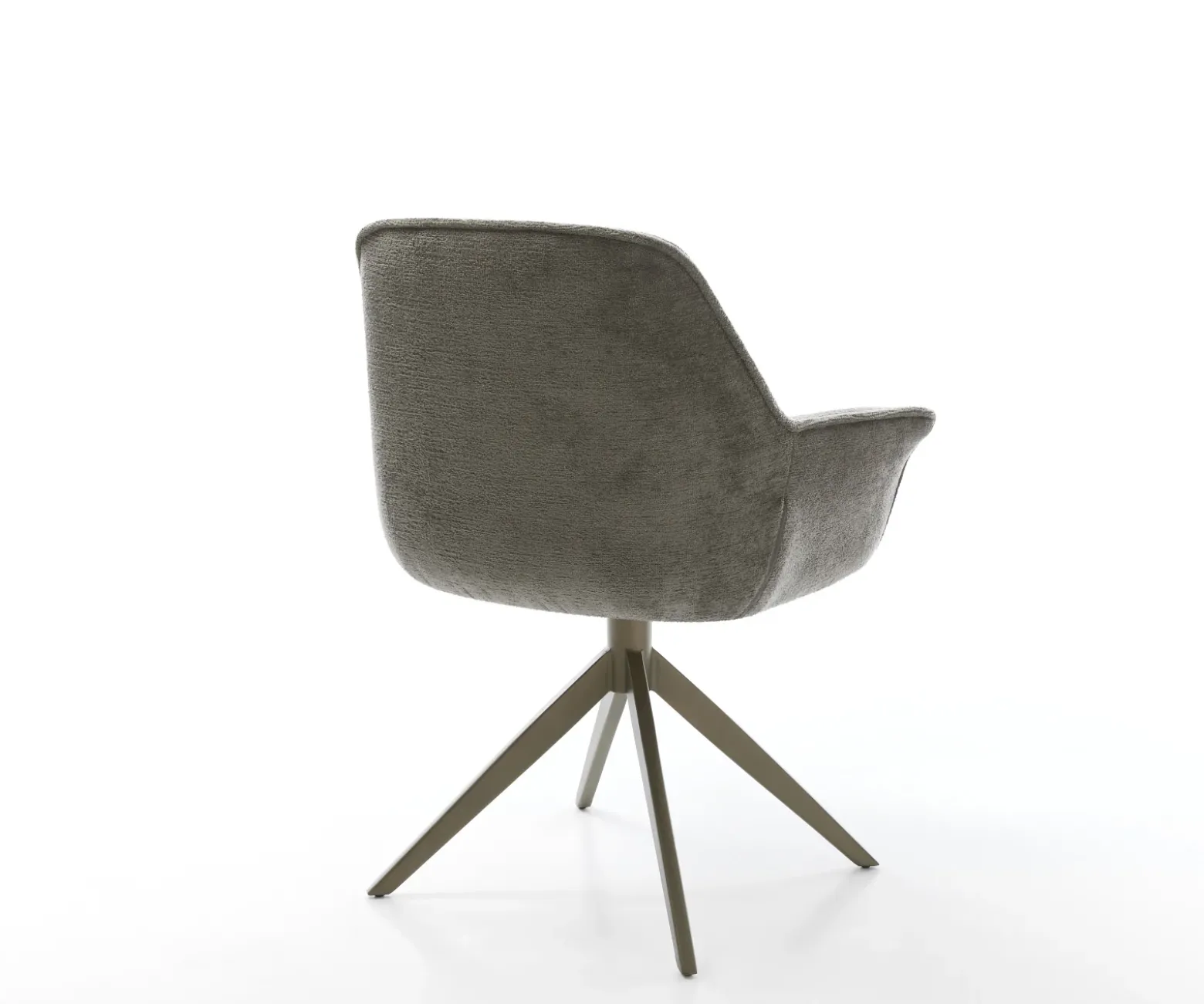 DrehstuhlKeila-Flex mit Armlehnen Bouclé Soft Schlamm Kreuzgestell breit Effektfinish Titan 360° drehbar Wippfunktion Sofort versandfertig