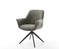 DrehstuhlKeila-Flex mit Armlehnen Bouclé Soft Schlamm Kreuzgestell breit Schwarz 360° drehbar Wippfunktion Sofort versandfertig
