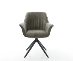 DrehstuhlKeila-Flex mit Armlehnen Bouclé Soft Schlamm Kreuzgestell breit Schwarz 360° drehbar Wippfunktion Sofort versandfertig