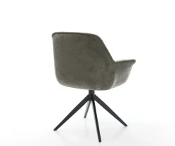 DrehstuhlKeila-Flex mit Armlehnen Bouclé Soft Schlamm Kreuzgestell breit Schwarz 360° drehbar Wippfunktion Sofort versandfertig