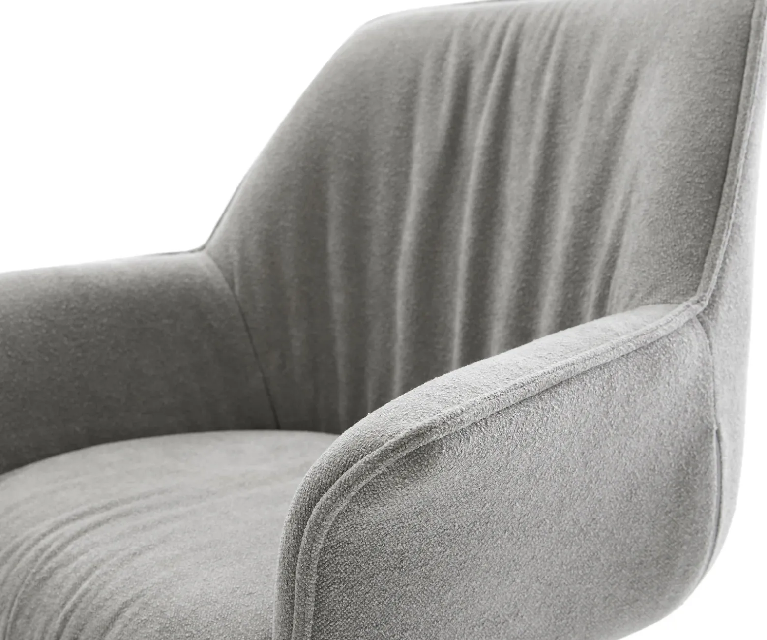 DrehstuhlKeila-Flex mit Armlehnen Strukturstoff Soft Grau Kreuzgestell breit Weiß 360° drehbar Wippfunktion Sofort versandfertig