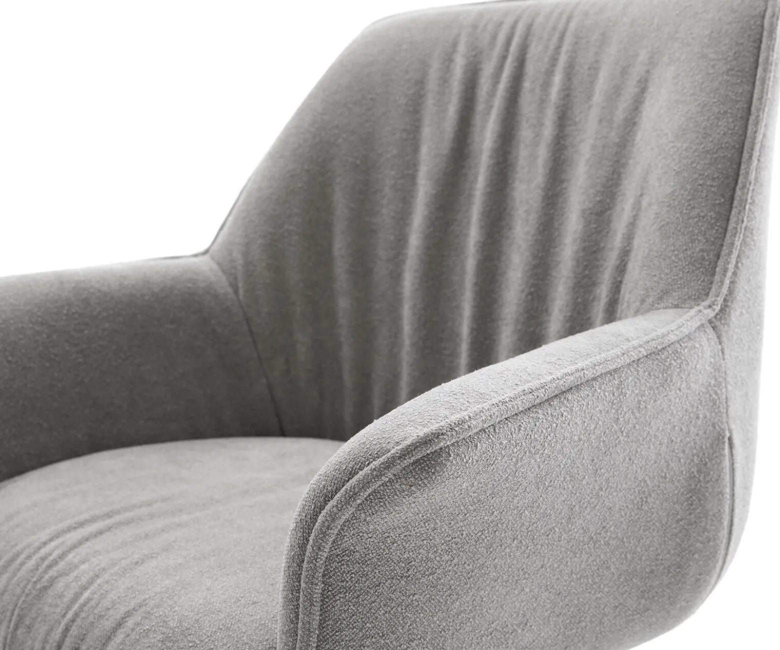 DrehstuhlKeila-Flex mit Armlehnen Strukturstoff Soft Grau Kreuzgestell breit Schwarz 360° drehbar Wippfunktion Sofort versandfertig