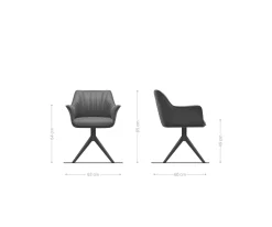DrehstuhlKeila-Flex mit Armlehnen Strukturstoff Soft Grau Kreuzgestell breit Schwarz 360° drehbar Wippfunktion Sofort versandfertig