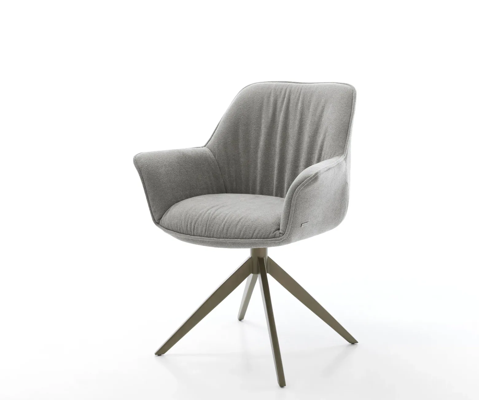 DrehstuhlKeila-Flex mit Armlehnen Strukturstoff Soft Grau Kreuzgestell breit Effektfinish Titan 360° drehbar Wippfunktion Sofort versandfertig