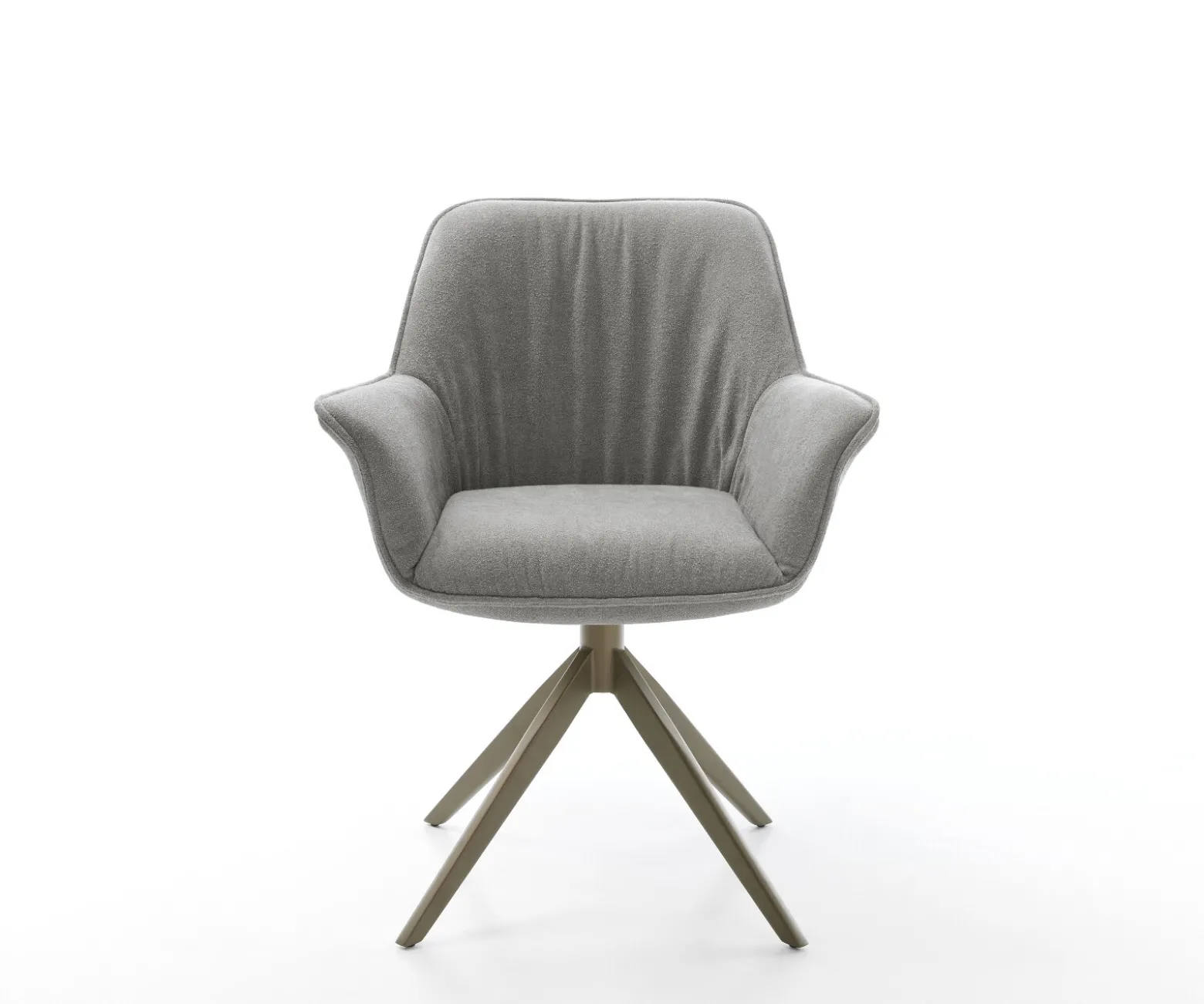 DrehstuhlKeila-Flex mit Armlehnen Strukturstoff Soft Grau Kreuzgestell breit Effektfinish Titan 360° drehbar Wippfunktion Sofort versandfertig