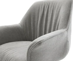 DrehstuhlKeila-Flex mit Armlehnen Strukturstoff Soft Grau Kreuzgestell breit Effektfinish Titan 360° drehbar Wippfunktion Sofort versandfertig