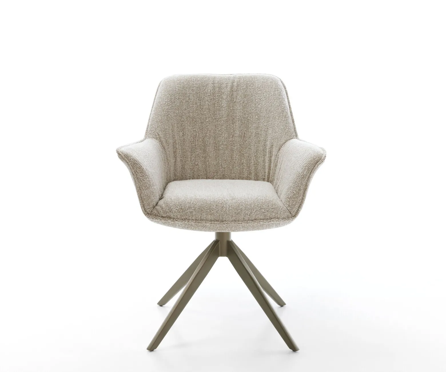 DrehstuhlKeila-Flex mit Armlehnen Webstoff Soft Beige Kreuzgestell breit Effektfinish Titan 360° drehbar Wippfunktion Sofort versandfertig