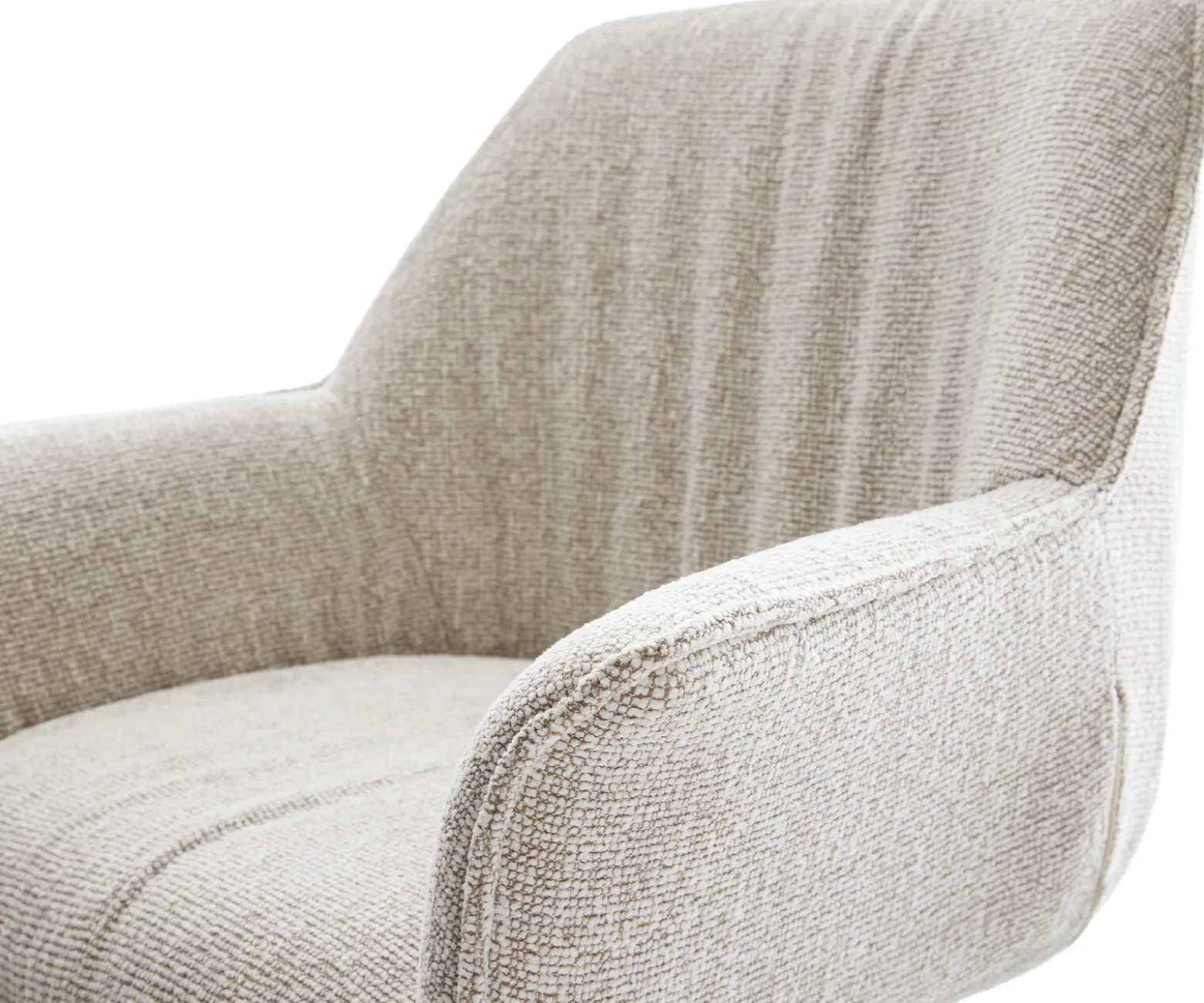 DrehstuhlKeila-Flex mit Armlehnen Webstoff Soft Beige Kreuzgestell breit Effektfinish Titan 360° drehbar Wippfunktion Sofort versandfertig