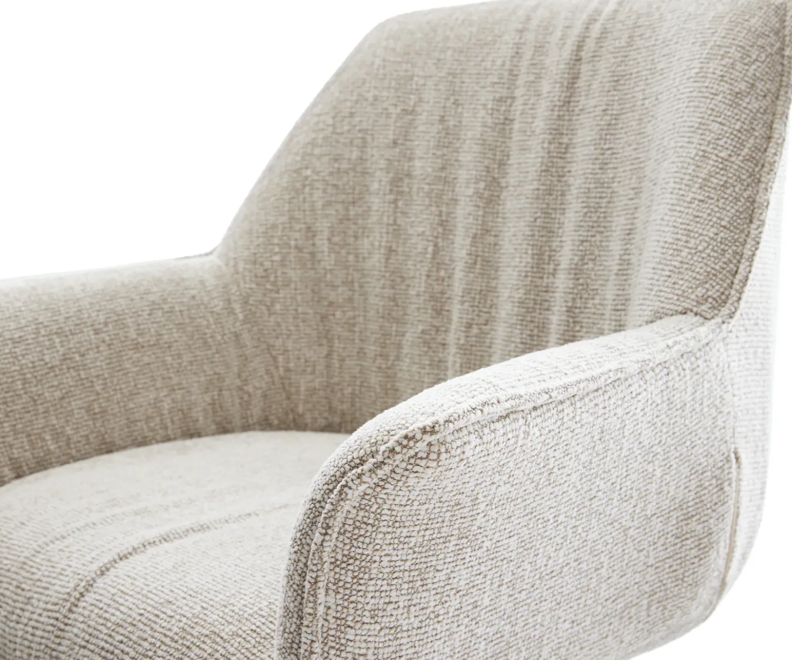 DrehstuhlKeila-Flex mit Armlehnen Webstoff Soft Beige Kreuzgestell breit Edelstahl 360° drehbar Wippfunktion Sofort versandfertig