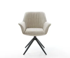 DrehstuhlKeila-Flex mit Armlehnen Webstoff Soft Beige Kreuzgestell breit Schwarz 360° drehbar Wippfunktion Sofort versandfertig