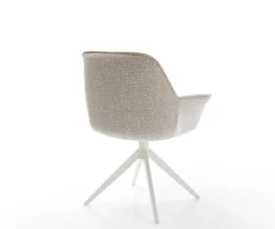 DrehstuhlKeila-Flex mit Armlehnen Webstoff Soft Beige Kreuzgestell breit Weiß 360° drehbar Wippfunktion Sofort versandfertig
