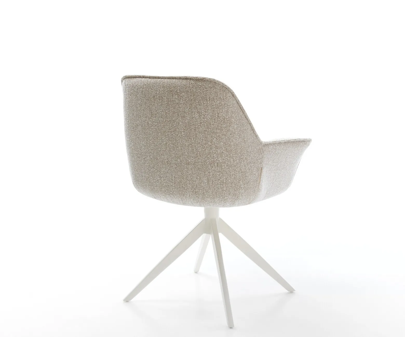 DrehstuhlKeila-Flex mit Armlehnen Webstoff Soft Beige Kreuzgestell breit Weiß 360° drehbar Wippfunktion Sofort versandfertig