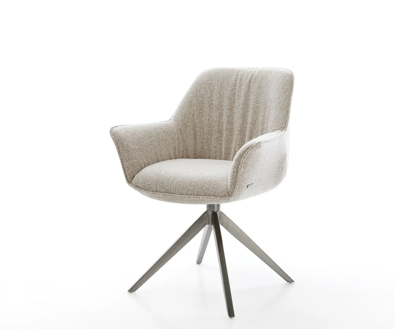 DrehstuhlKeila-Flex mit Armlehnen Webstoff Soft Beige Kreuzgestell breit Graphit 360° drehbar Wippfunktion Sofort versandfertig
