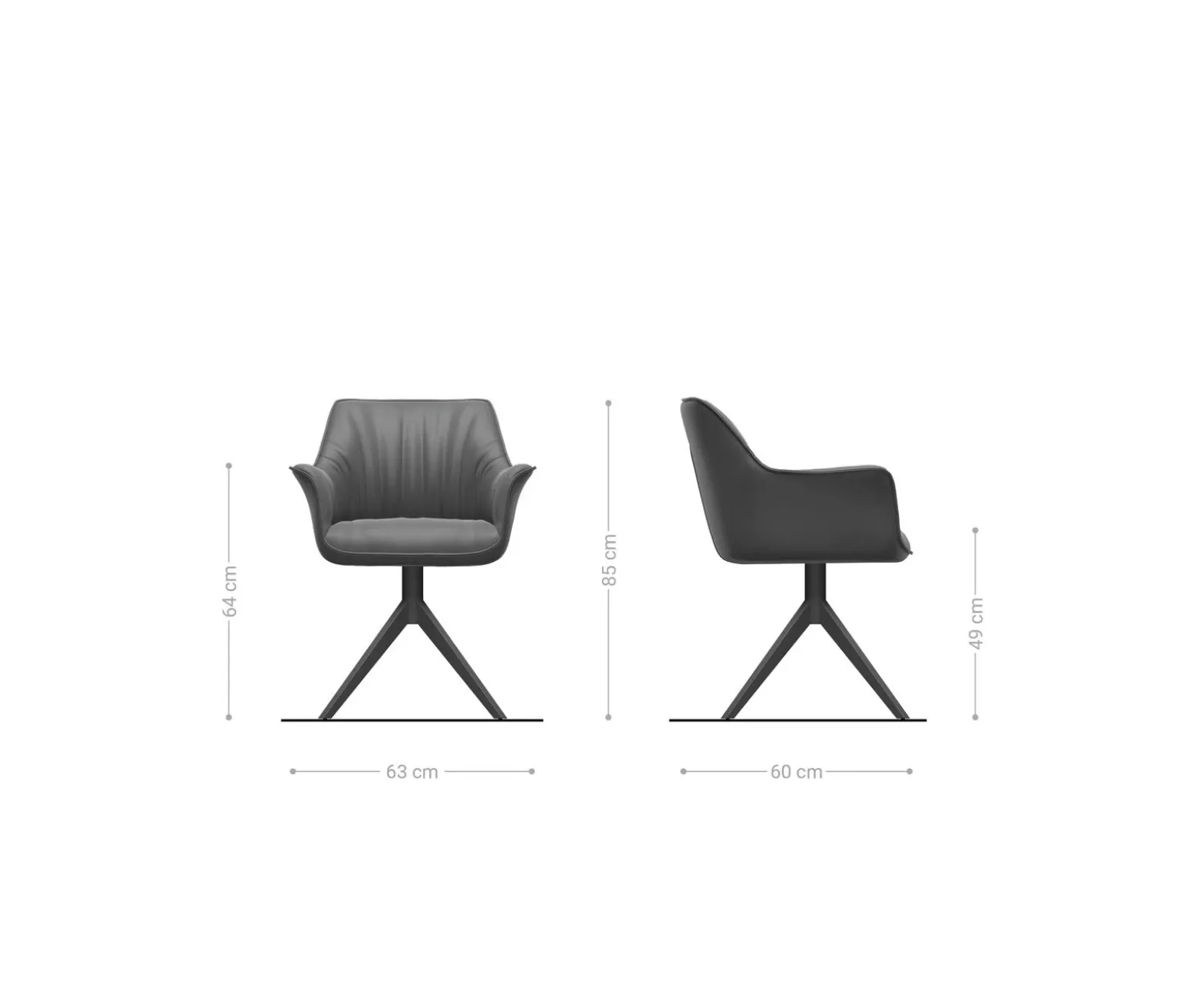 DrehstuhlKeila-Flex mit Armlehnen Webstoff Soft Beige Kreuzgestell breit Graphit 360° drehbar Wippfunktion Sofort versandfertig
