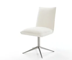DrehstuhlLelio-Flex Bouclé Soft Beige Fußkreuz Edelstahl 360° drehbar Wippfunktion Taschenfederkern Sofort versandfertig