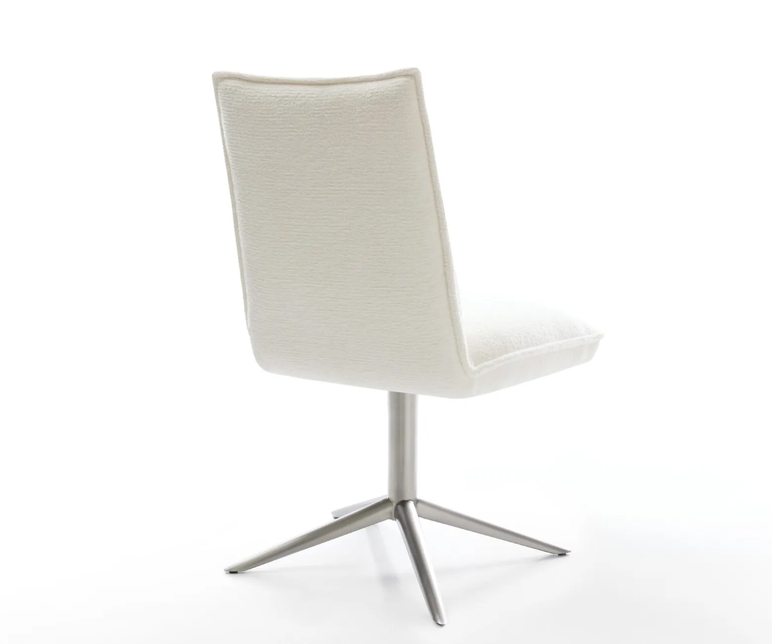 DrehstuhlLelio-Flex Bouclé Soft Beige Fußkreuz Edelstahl 360° drehbar Wippfunktion Taschenfederkern Sofort versandfertig