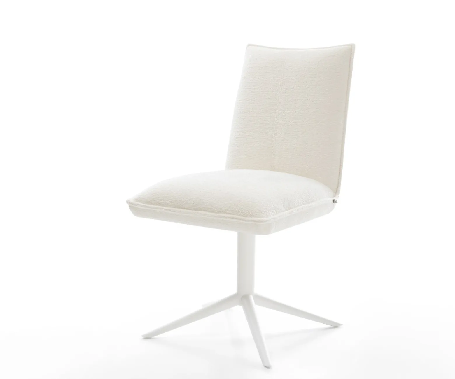 DrehstuhlLelio-Flex Bouclé Soft Beige Fußkreuz Weiß 360° drehbar Wippfunktion Taschenfederkern Sofort versandfertig