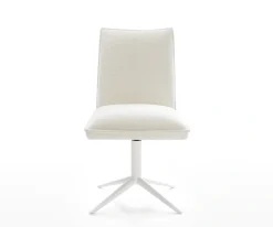 DrehstuhlLelio-Flex Bouclé Soft Beige Fußkreuz Weiß 360° drehbar Wippfunktion Taschenfederkern Sofort versandfertig