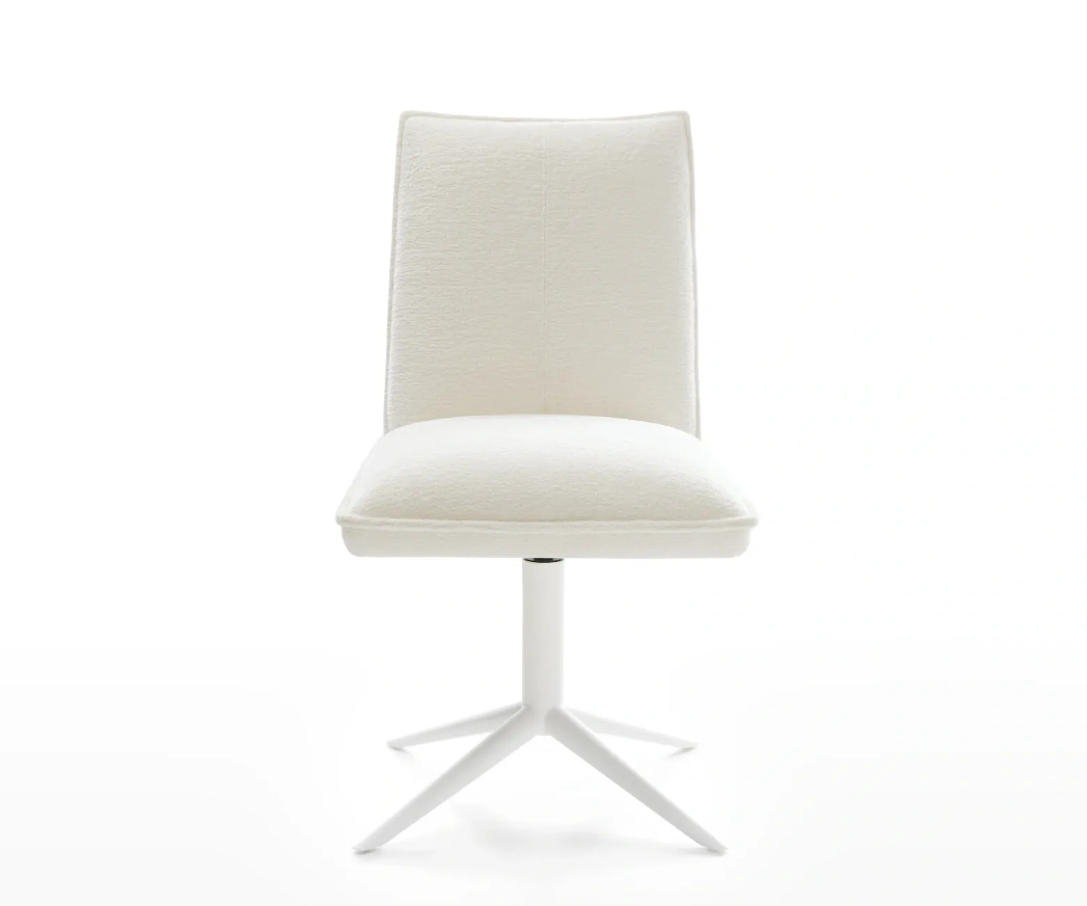 DrehstuhlLelio-Flex Bouclé Soft Beige Fußkreuz Weiß 360° drehbar Wippfunktion Taschenfederkern Sofort versandfertig
