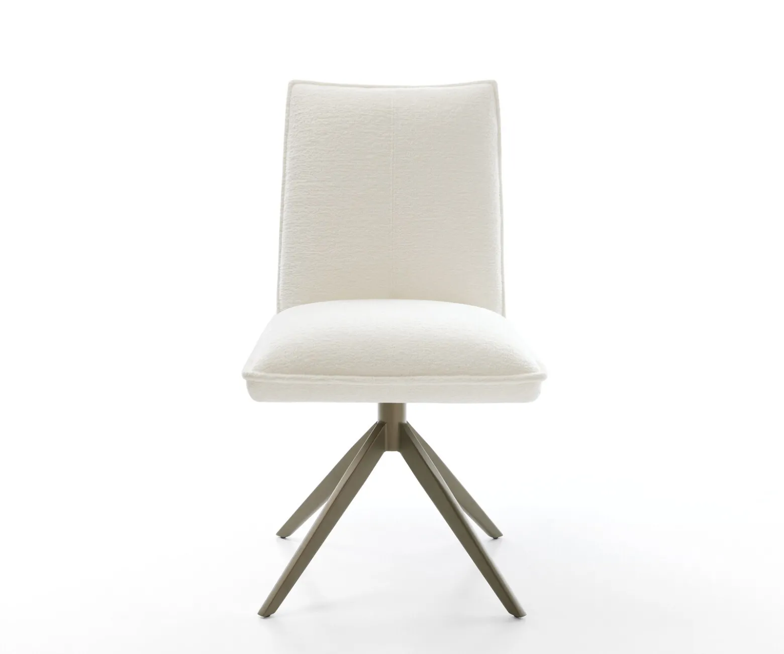 DrehstuhlLelio-Flex Bouclé Soft Beige Kreuzgestell breit Effektfinish Titan 360° drehbar Wippfunktion Taschenfederkern Sofort versandfertig