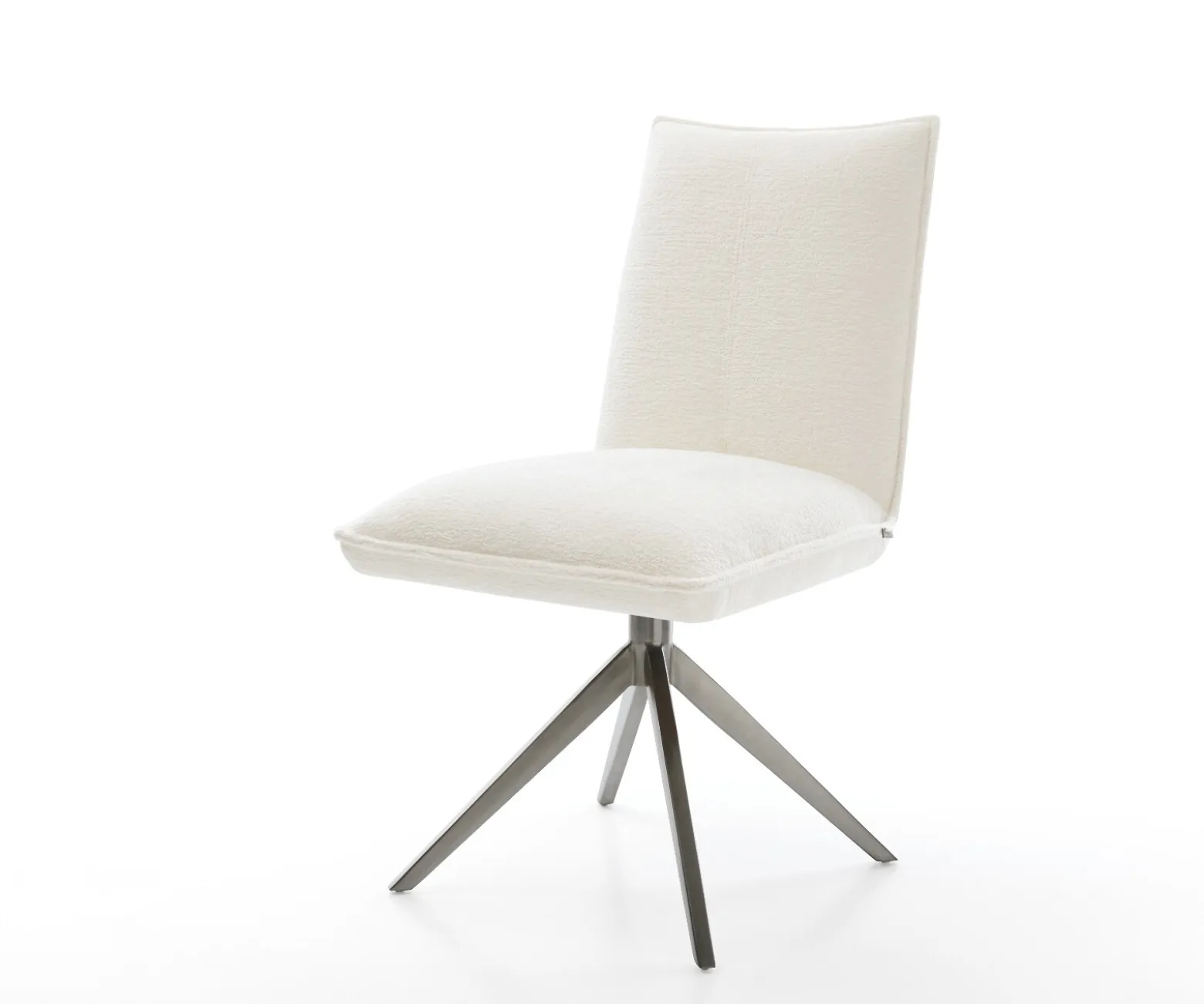 DrehstuhlLelio-Flex Bouclé Soft Beige Kreuzgestell breit Graphit 360° drehbar Wippfunktion Taschenfederkern Sofort versandfertig