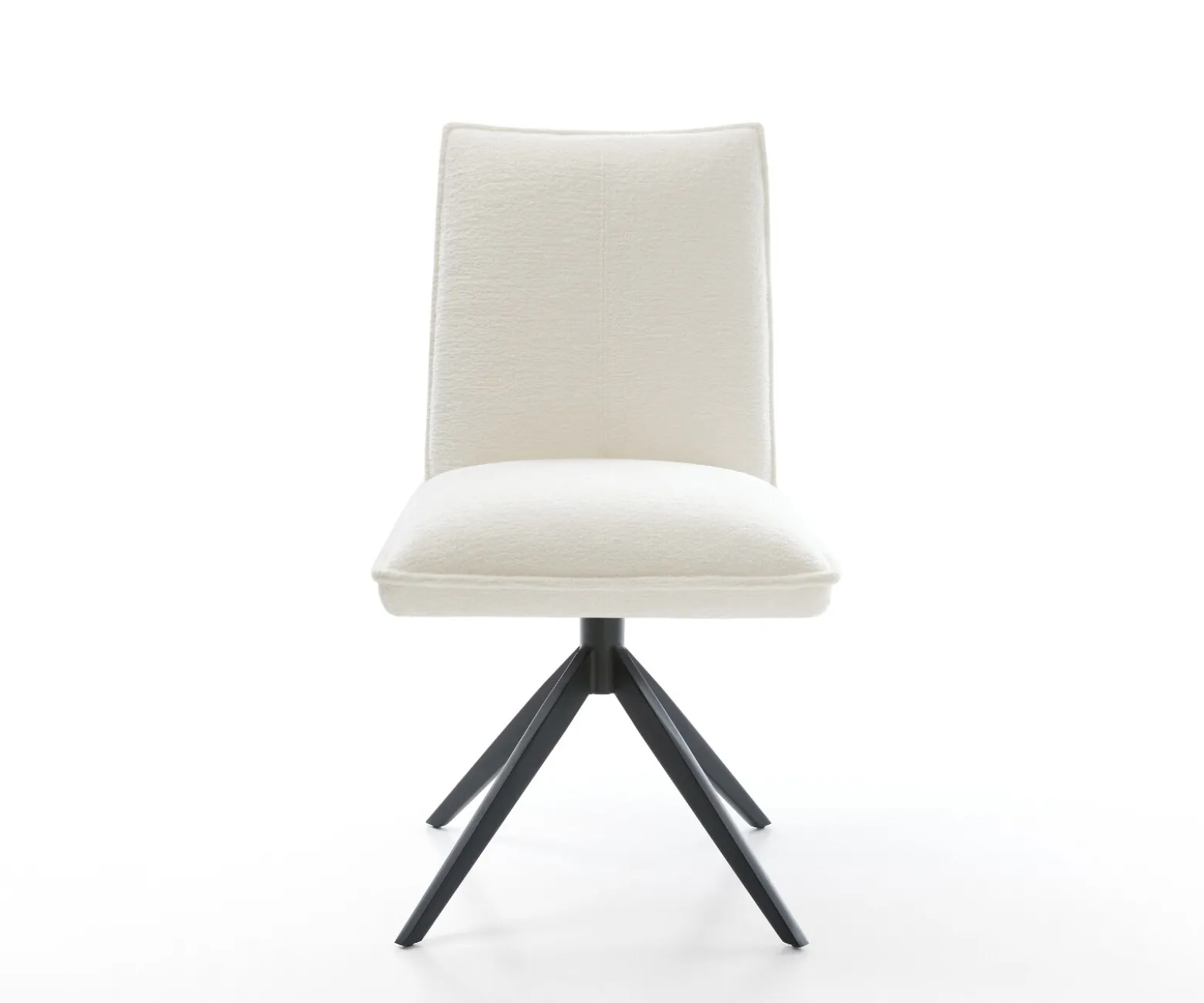 DrehstuhlLelio-Flex Bouclé Soft Beige Kreuzgestell breit Schwarz 360° drehbar Wippfunktion Taschenfederkern Sofort versandfertig