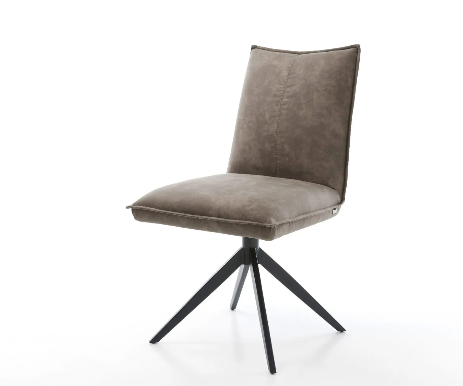 DrehstuhlLelio-Flex Mikrofaser Taupe Vintage Kreuzgestell breit Schwarz 360° drehbar Wippfunktion Taschenfederkern Versandfertig ca. 28.10.26
