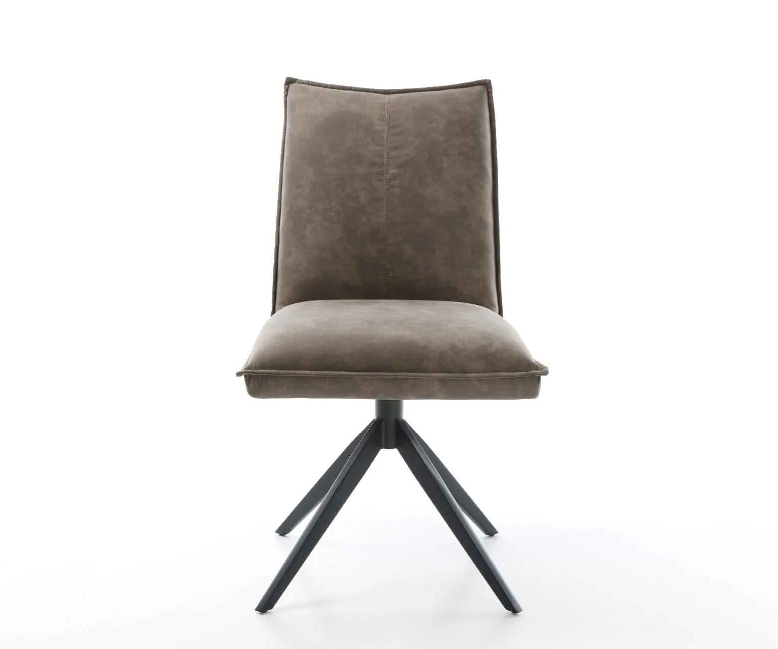 DrehstuhlLelio-Flex Mikrofaser Taupe Vintage Kreuzgestell breit Schwarz 360° drehbar Wippfunktion Taschenfederkern Versandfertig ca. 28.10.26