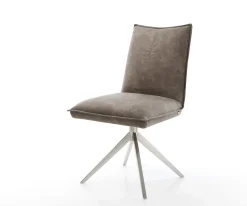 DrehstuhlLelio-Flex Mikrofaser Taupe Vintage Kreuzgestell breit Edelstahl 360° drehbar Wippfunktion Taschenfederkern Versandfertig ca. 28.10.26