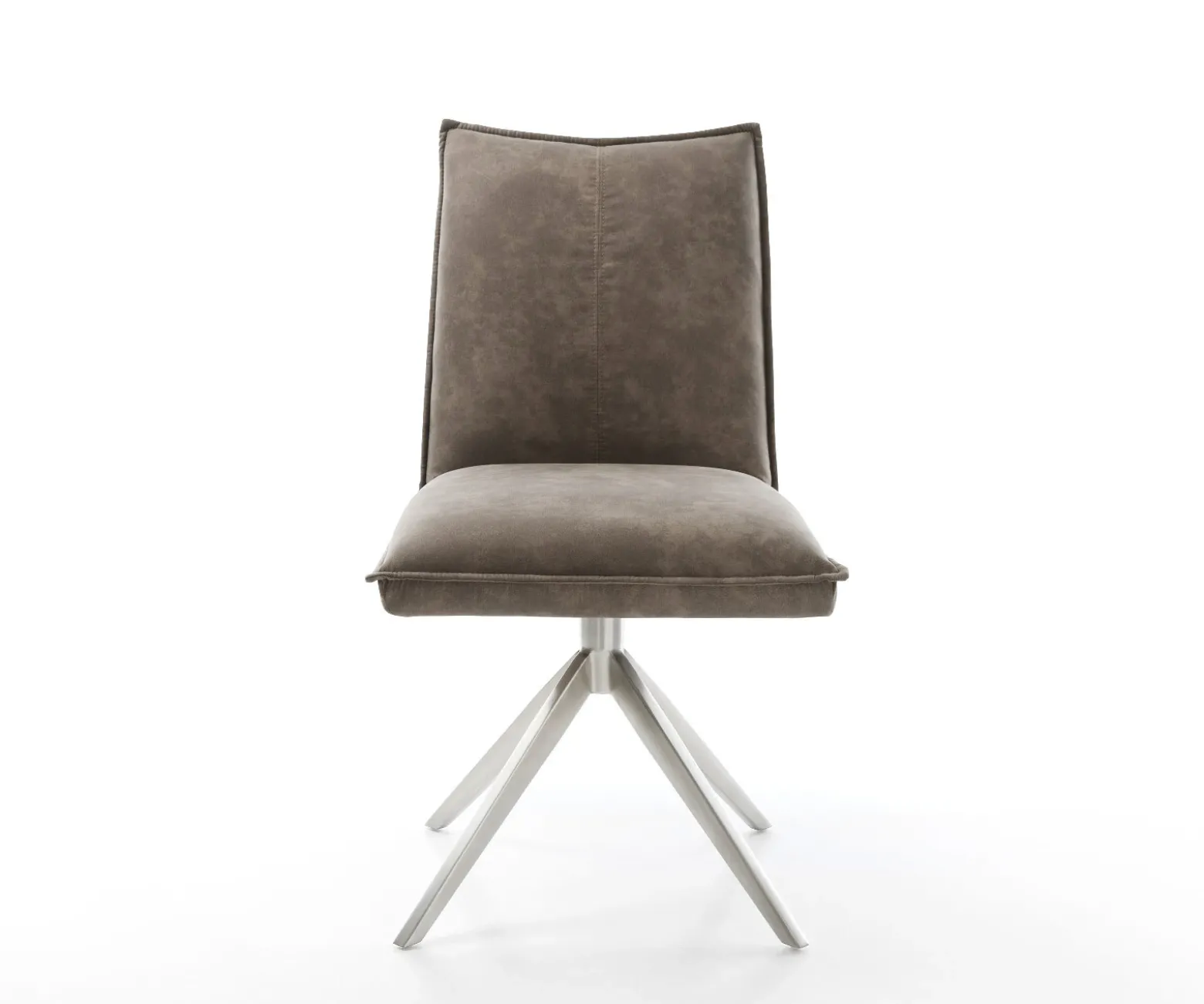 DrehstuhlLelio-Flex Mikrofaser Taupe Vintage Kreuzgestell breit Edelstahl 360° drehbar Wippfunktion Taschenfederkern Versandfertig ca. 28.10.26
